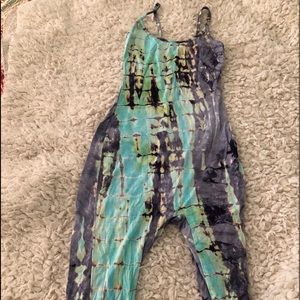 Fashion nova teal tie dye romper